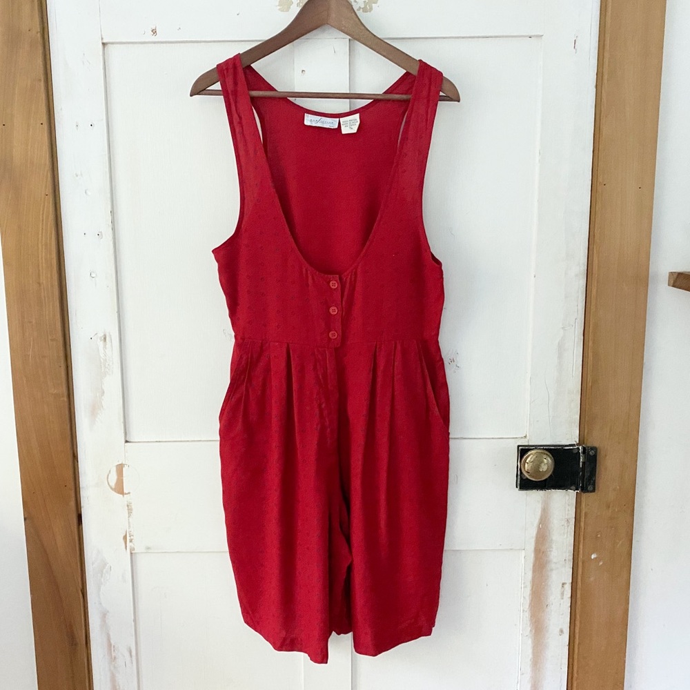 4/$20 Vintage deep neck button short romper boho sz M/L